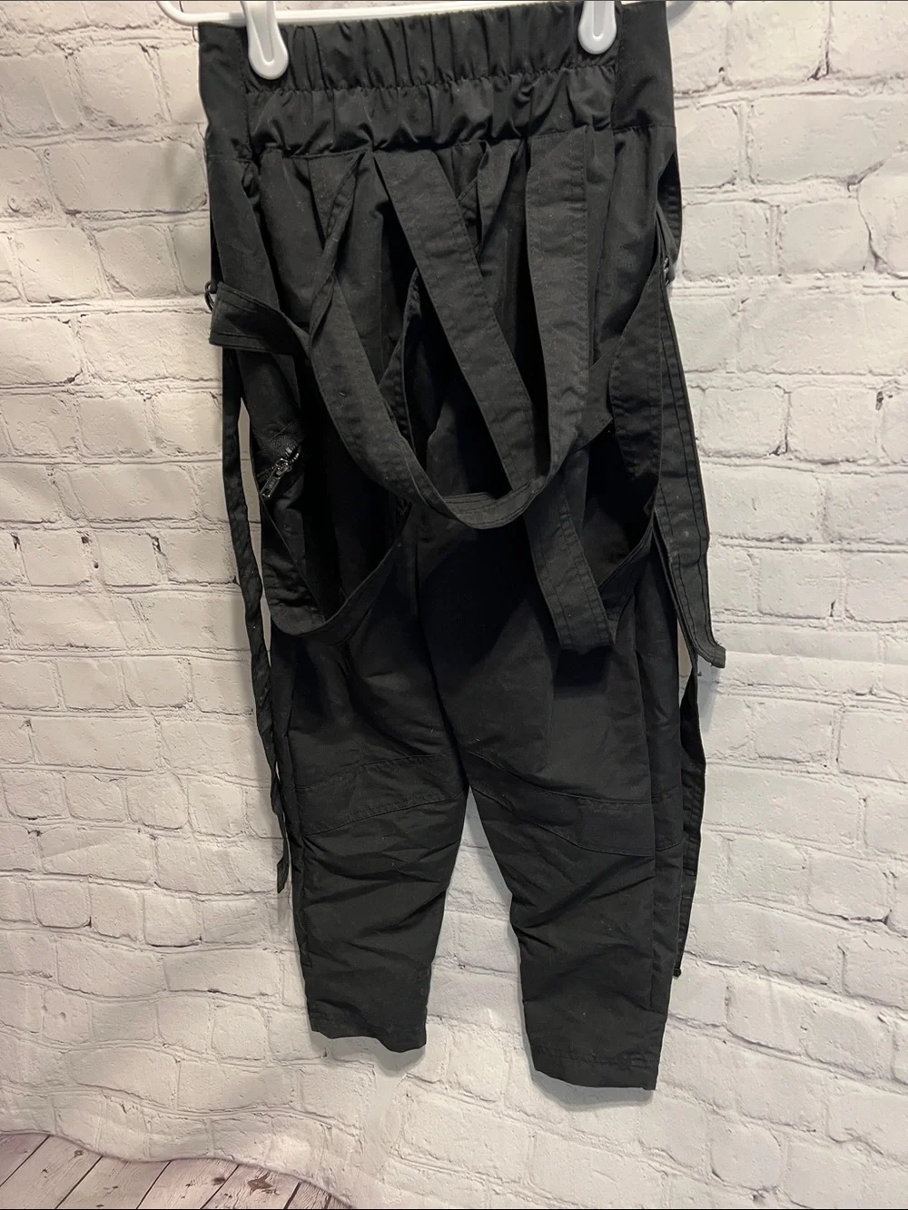 Weissman pop star Black Cargo Jogger Pants with Strap Detail